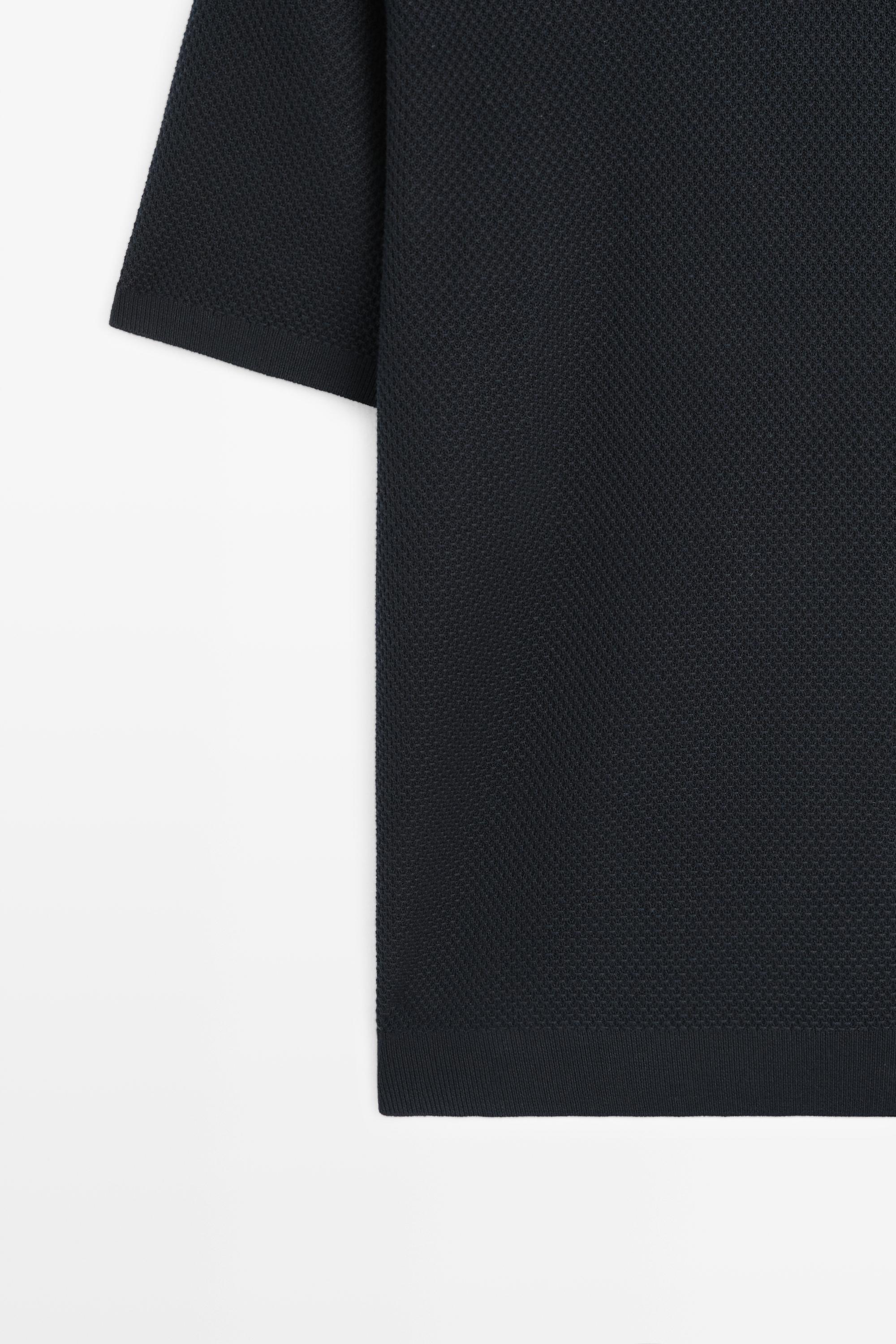 Cotton blend knit V-neck polo shirt